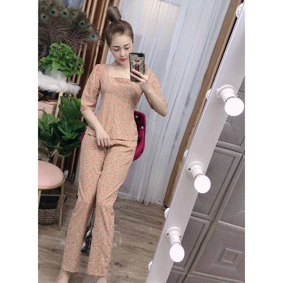 Đồ bộ nữ pijama lụa đẹp dễ thương lụa satin tay ngắn quần dài mặc nhà đồ ngủ ESHOP ST01