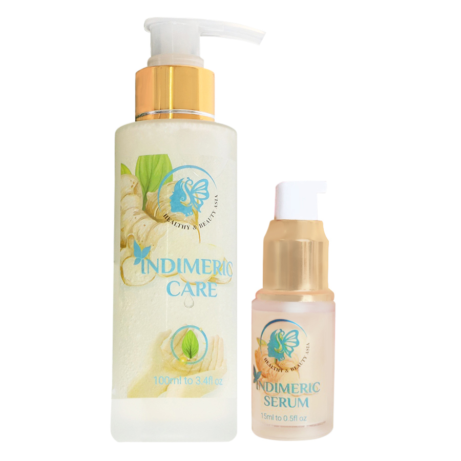 Combo Giảm Mụn Indimeric Nghệ Trắng Ấn Độ (Serum + Sữa Rửa Mặt)