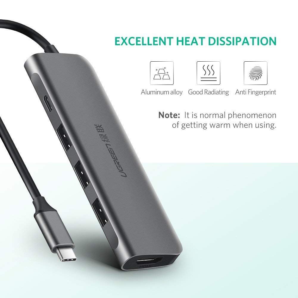 HUB Chuyển USB Type-C Ra HDMI / USB 3.0 / Sạc Type-C Cao Cấp UGREEN 50209 - Hàng chính hãng