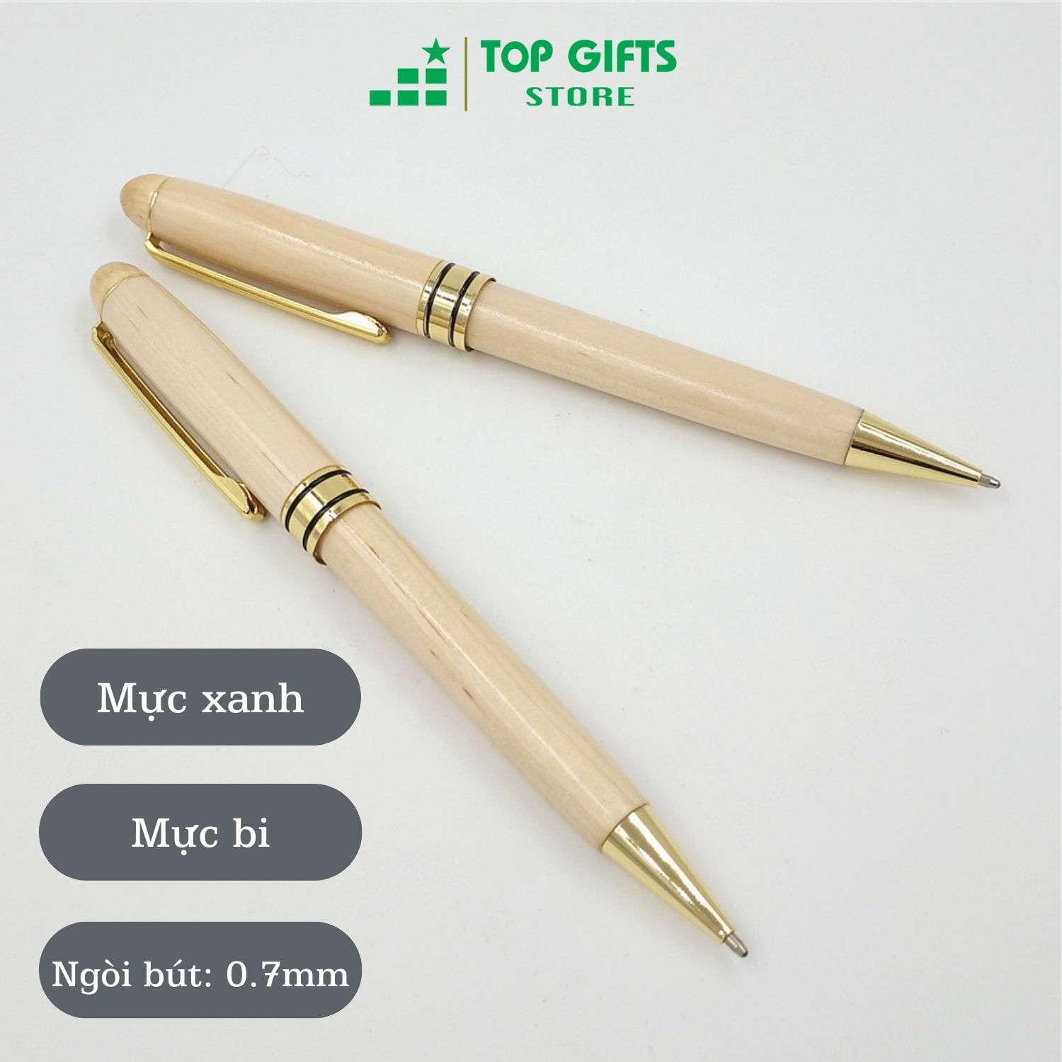 Bút ký gỗ cao cấp BG001 khắc tên theo yêu cầu - mực xanh gỗ mapple