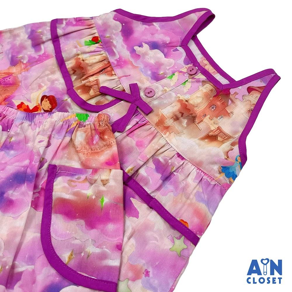 Bộ quần áo Ngắn bé gái hoạ tiết Nàng Tiên Tím Cotton - AICDBGOGLCIH - AIN Closet