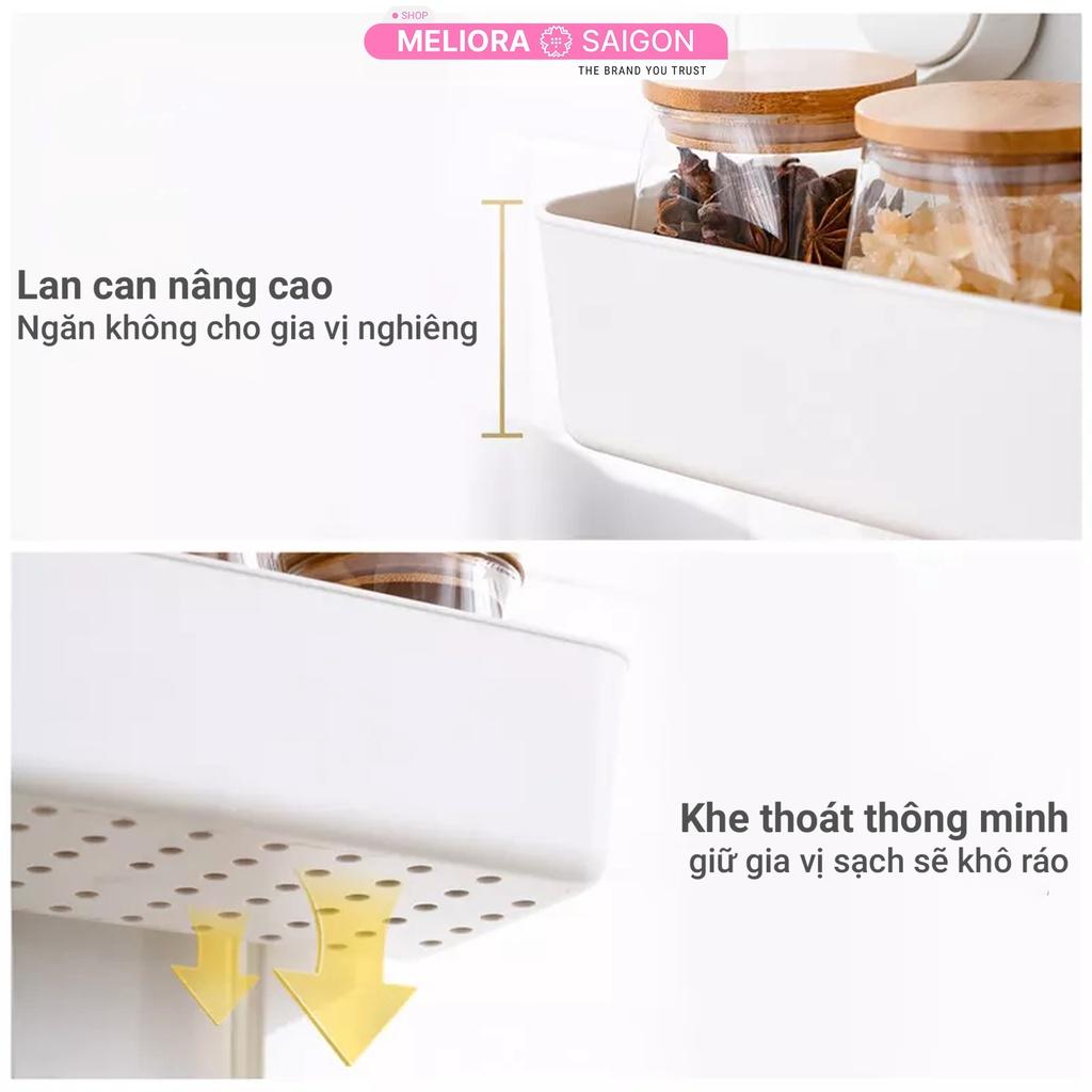 Giá treo tường 2 tầng cao cấp MELIORA không khoan tường tải treo 10kg chống nước tái sử dụng hút chân không SG635