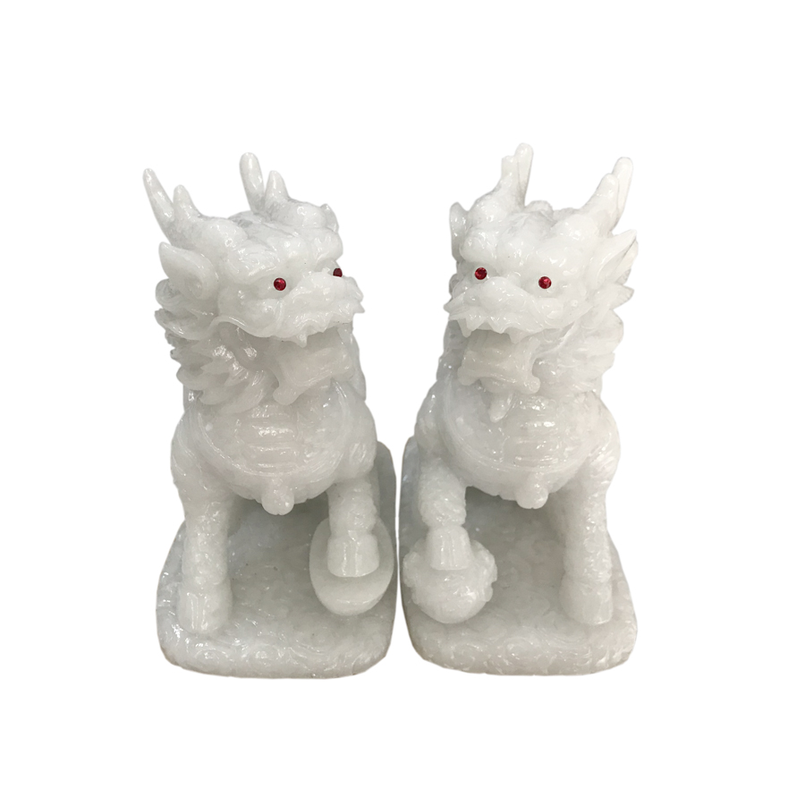 Cặp 2 Tượng Đá Tỳ Hưu Phong Thủy 2 Sừng - Trang Trí Bàn Làm Việc - Cao 12cm - Đá Non Nước