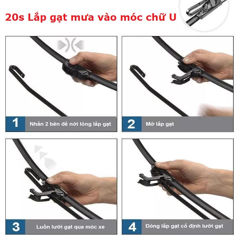 Gạt mưa ô tô 3 khúc DENSO cao cấp phủ Graphite, cho xe Toyota, Honda, Mazda, Hyundai, Kia, Misubishi-DDS