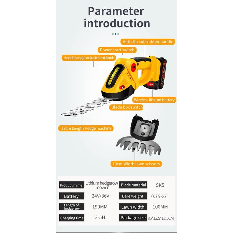 Máy cắt cỏ tỉa cành không dây Cordless Electric Hedge Trimmer 15000rpm 36V Lithium-Ion Battery