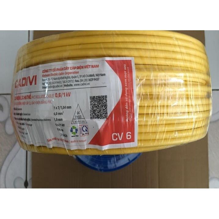 Cuộn 100 mét - Dây điện Cadivi 6.0mm đơn lõi 7 sợi CV 6.0