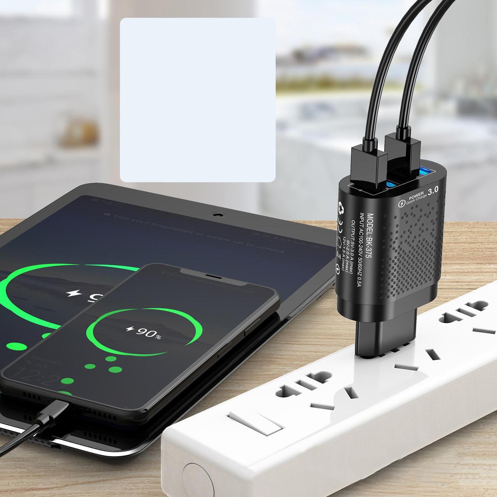 Quick Charge QC 3.0 4 USB Port Hub Wall Charger Power Adapter US Plug Cube Black
