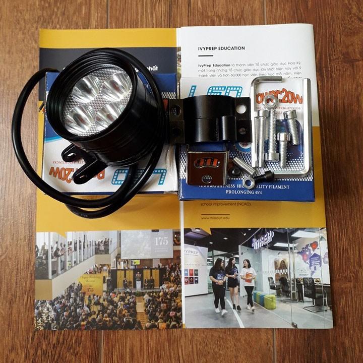 Đèn pha led L4 NGẮN siêu sáng, Đèn led tản nhiệt gắn cho xe ga xe số kèm phụ kiện - DL4N