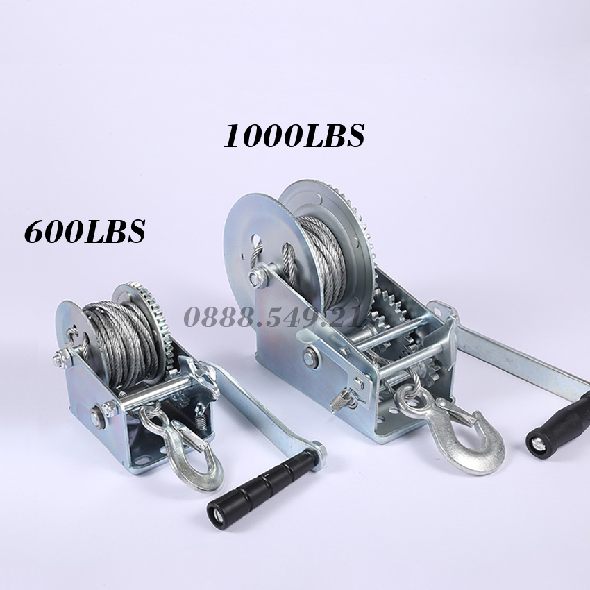 Tời Quay Tay Tặng Kèm Móc Và 8m Dây Đủ Phân Loại 600 - 1000 LBS Siêu Khỏe Tải Trọng Lên Tới 450kg