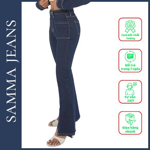 Áo khoác bò nữ CROTOP A10, Quần Jean Nữ dáng đứng, siêu hách dáng vải Co Giãn Cao Cấp - thương hieu Samma Jeans.
