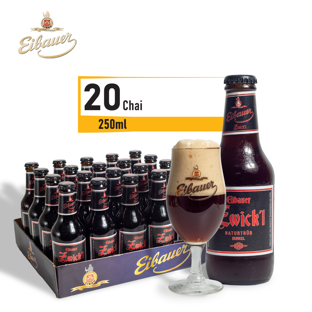 [BIA ĐỨC NHẬP KHẨU] Thùng 20 Chai Bia Thầy Tu EIBAUER ZWICK'L NATURTRÜB DUNKEL  6.7% 250ml - Hương Vị Độc Tôn Caramel Rang Cháy - Bia Đức Nhập Khẩu Chính Hãng