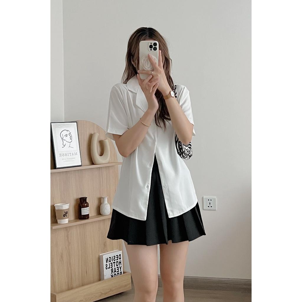 ÁO SƠ MI CỔ VEST BASIC SIÊU XINH LỤA HÀN