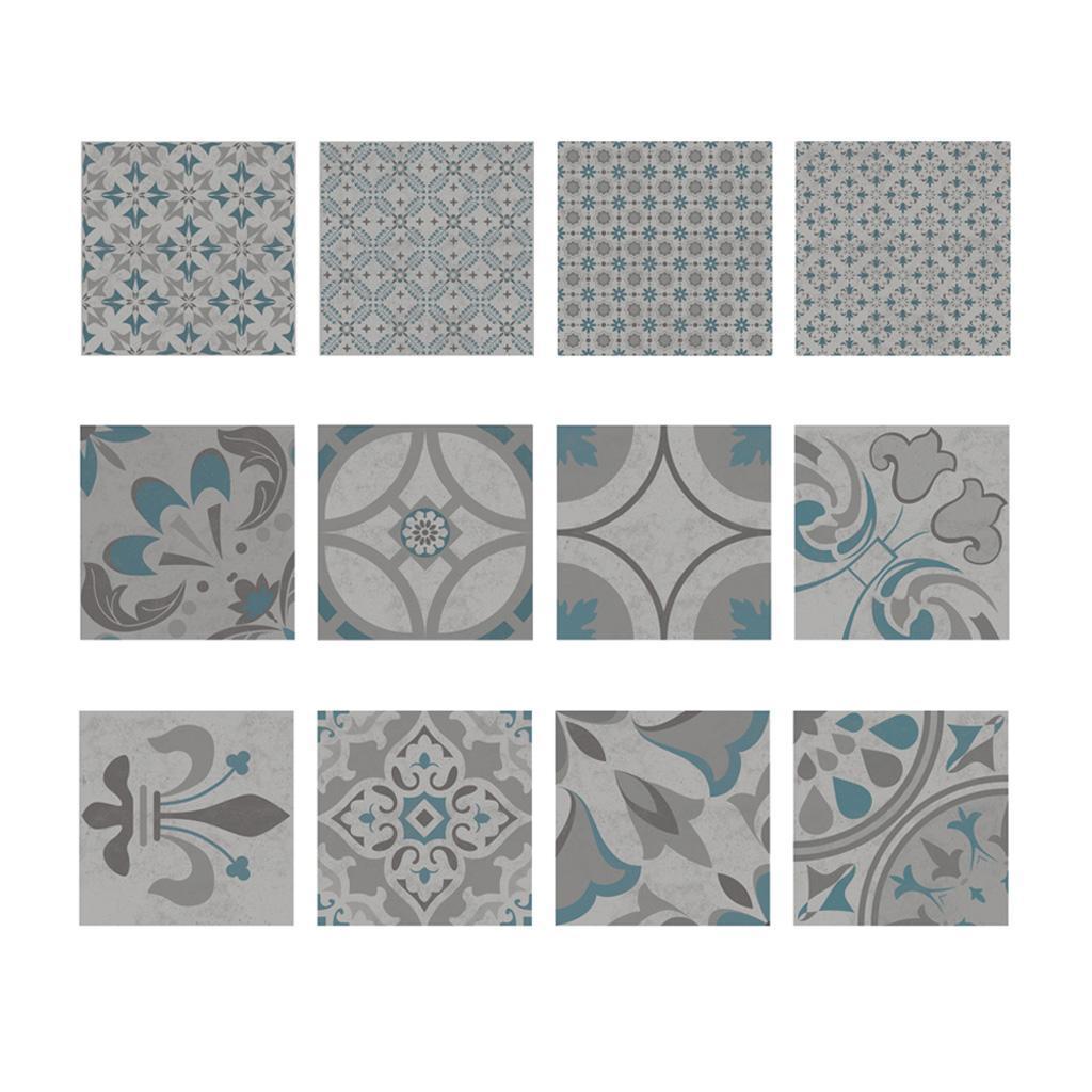 12Pieces Mosaic Wall Floor Tiles Sticker Decal Kitchen Bathroom Waterproof