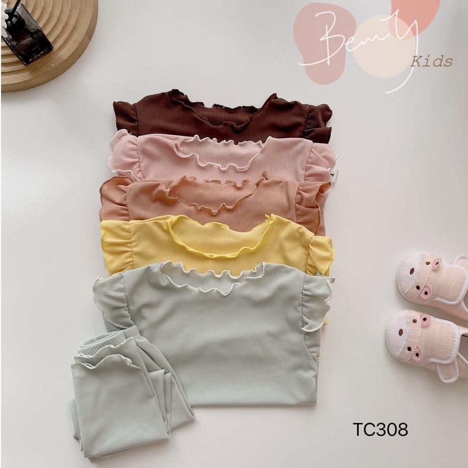Bộ dài tay thu đông cho bé gái trơn màu chất thun tăm lạnh mềm mịn size từ 6 - 15 kg, phong cách Hàn Quốc