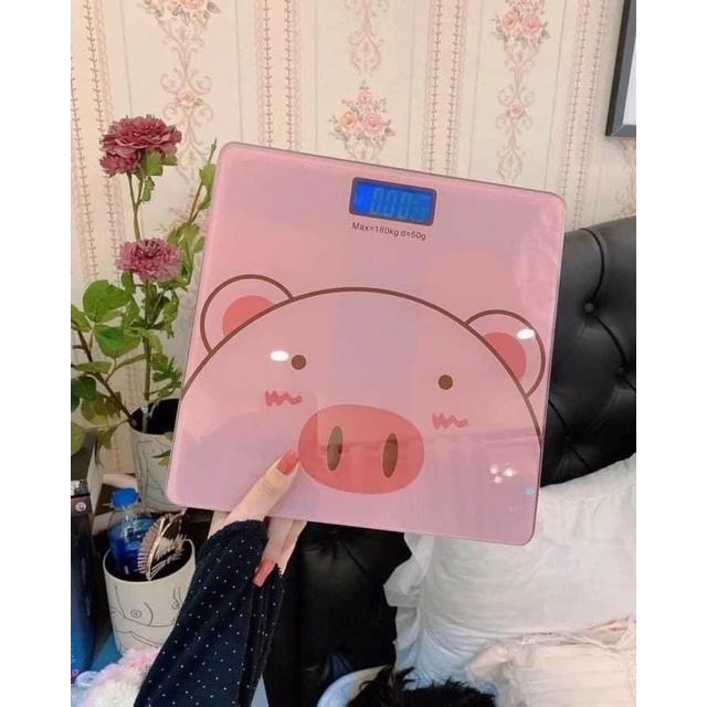 Cân Điện Tử. Cân Sức Khoẻ. Màn Hình Led. Hình Heo Hồng Cute