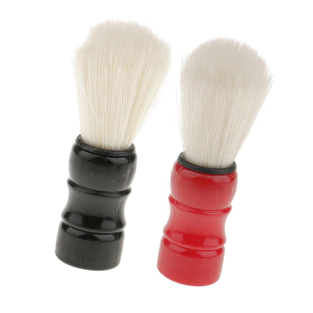 2 Pieces Men Salon Barber Shaving Brush Beard Facial Bristle Mustache Brush Red / Black Handle