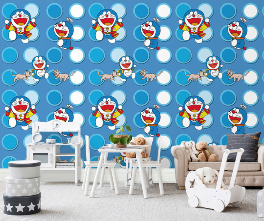 20M DECAL GIẤY DÁN TƯỜNG KEO SẴN KHỔ 45CM MẪU DOREMON Ô TRÒN