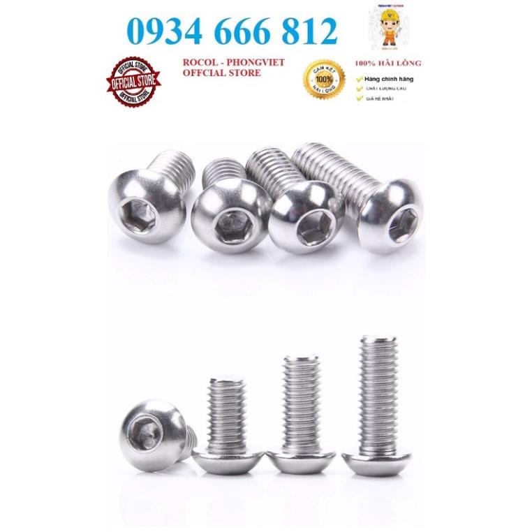 Combo 50c bulong lục giác chìm đầu cầu INOX 304 M3, M3X6, M3X8, M3X10, M3X12, M3X16, M3X20