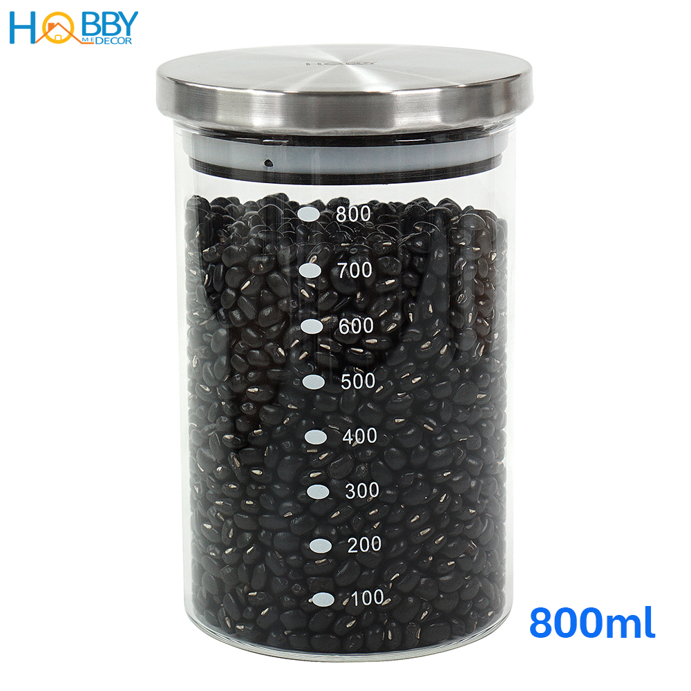 Hủ thủy tinh nắp Inox 304 kín ron HOBBY Home Decor TTI - dung tích 800 hoặc 1000ml tùy chọn