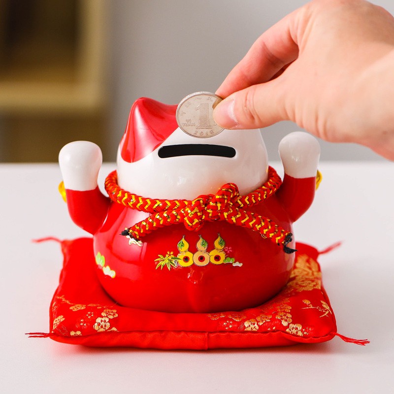 Mèo Thần Tài May Mắn Mèo Đút Tiết Kiệm 25cm