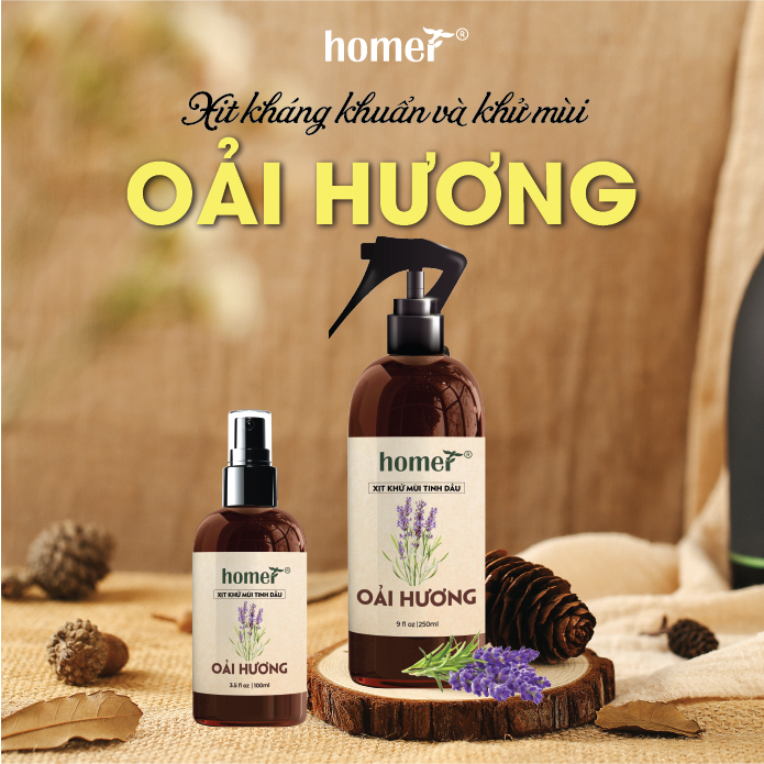 Tinh Dầu Oải Hương Homer 100ML - Tinh Dầu Lavender Thiên Nhiên Nhập Khẩu Nguyên Chất Giúp Giảm Stress, Khử Khuẩn và Xua Đuổi Côn Trùng, Sử Dụng Hiệu Quả với Máy Xông Tinh Dầu