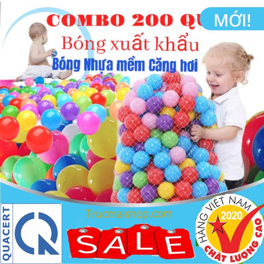 Combo 200 Bóng nhựa mềm banh đồ chơi cho bé Hàng Xuất Khẩu căng hơi không mùi màu đẹp độ bền cao