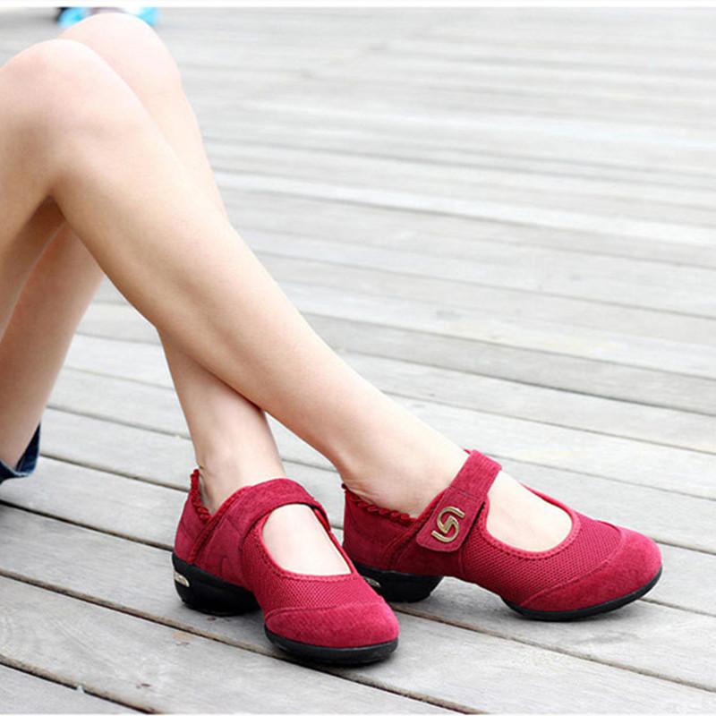 Giày khiêu vũ phụ nữ phụ nữ hiện đại Unso đế ngoài Jazz Sneakers Mesh thoáng khí nữ Color: 88740 Red Shoe Size: 40