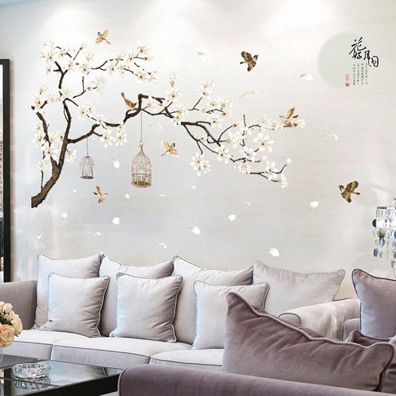 Sticker Dán Tường Họa Tiết Hình Cái Cây Và Hoa Size Lớn Dùng Trang Trí Phòng