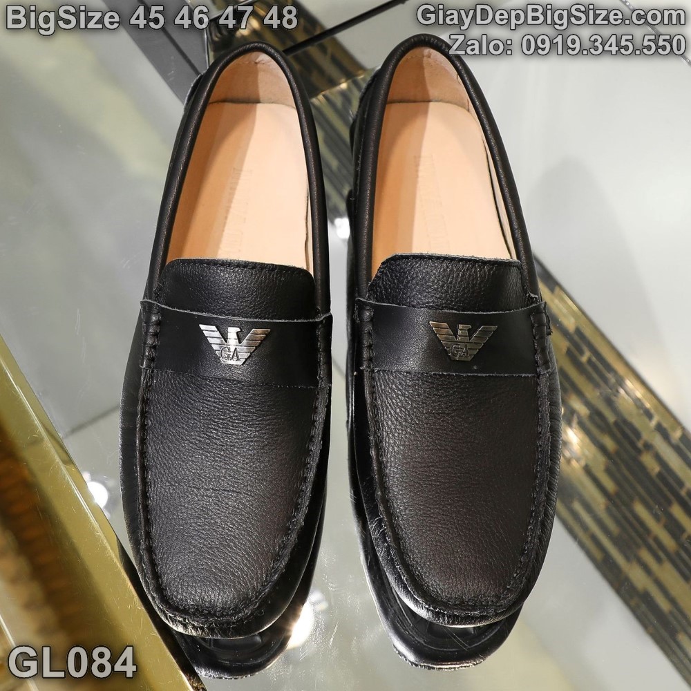 Giày mọi da đóng thủ công, giày lười cỡ lớn 45 46 47 48 cho nam cao to chân ú bè. Big size handmade shoes for wide feet