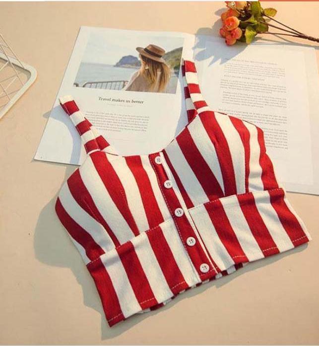 Áo len hai dây crop top sọc đứng Mã: AH345