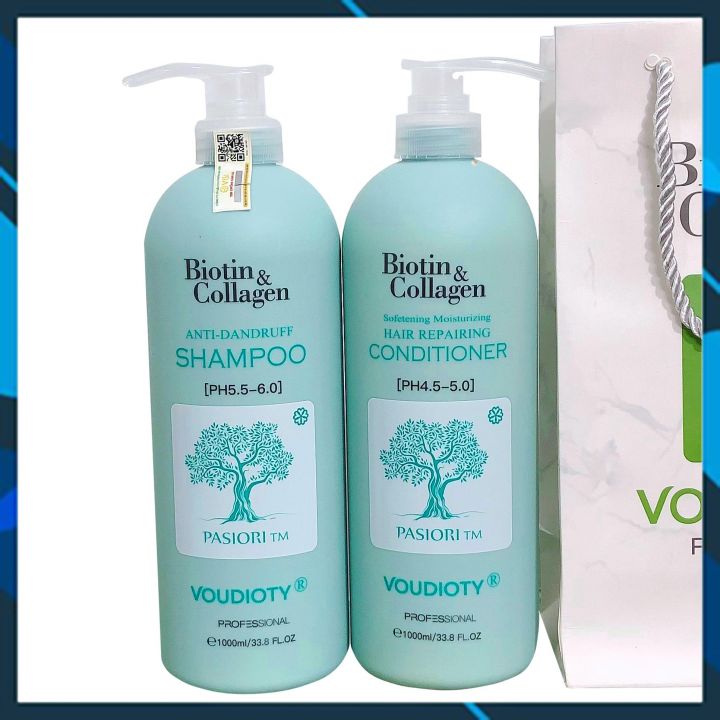 BỘ DẦU GỘI XẢ VOUDIOTY ANTI-DANDRUFF BIOTIN & COLLAGEN XANH BIỂN MỀM MƯỢT NGĂN GÃY RỤNG CHO TÓC & DA ĐẦU GÀU NGỨA 1000ML*2