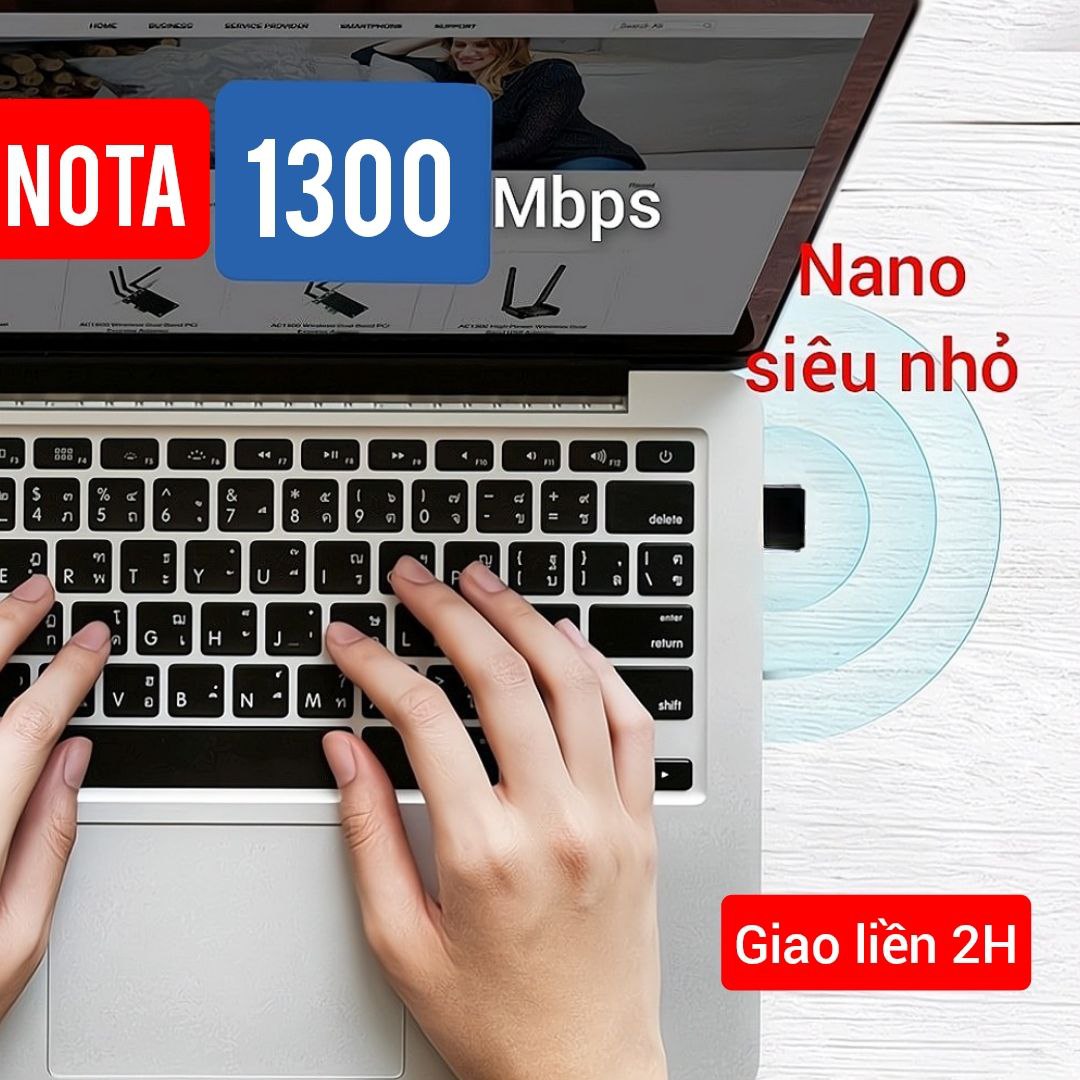 [Hỏa Tốc] USB WiFi nâng cấp 5G 1300Mbps nano siêu nhỏ gọn chuyên cho Laptop, PC, bộ chuyển đổi wifi adapter