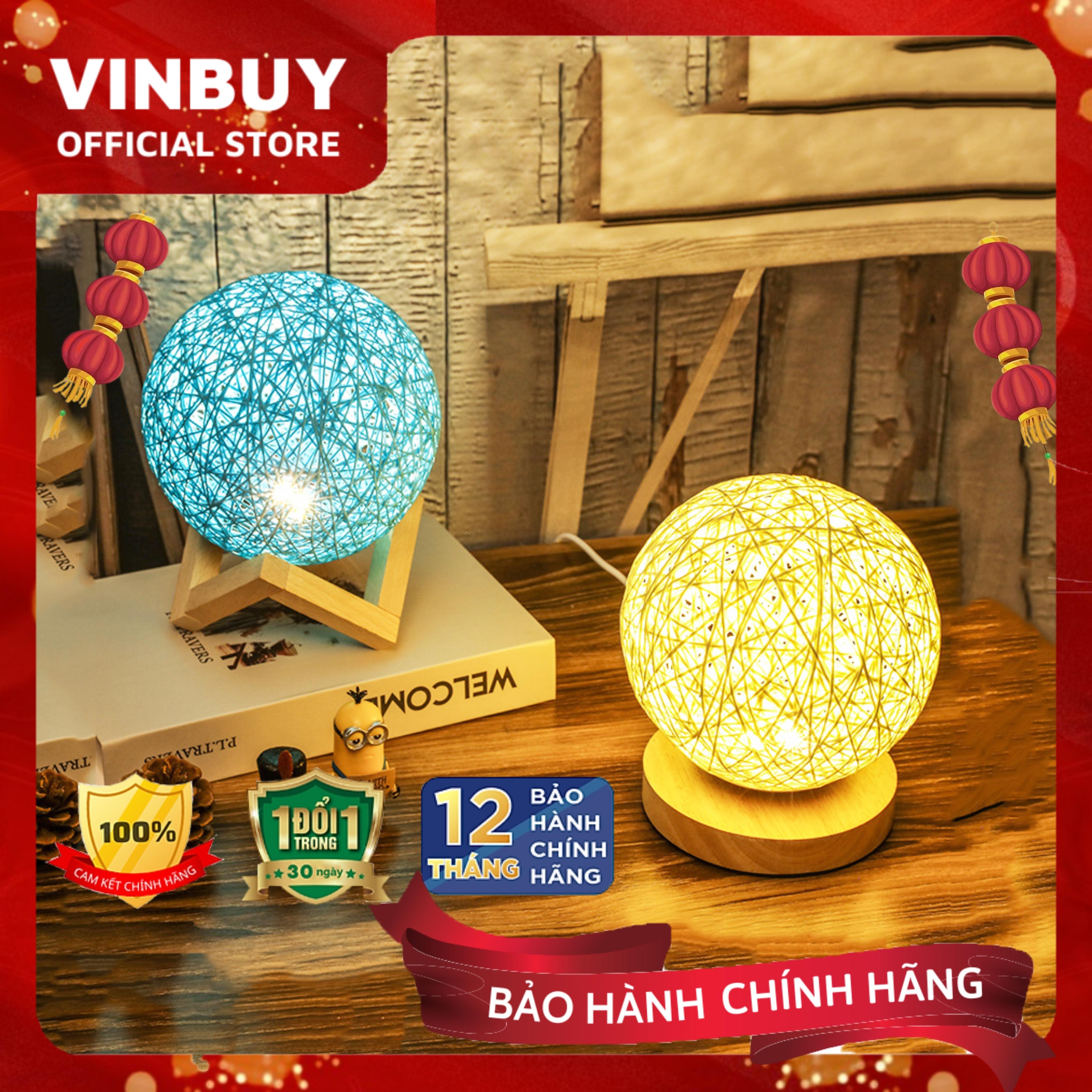 Đèn Ngủ Để Bàn Quả Cầu Mây - Đèn Trang Trí Phòng Ngủ Decor Phong Cách Bắc Âu Độc Đáo, Bóng Led Điều Chỉnh Được Độ Sáng - Hàng Chính Hãng VinBuy