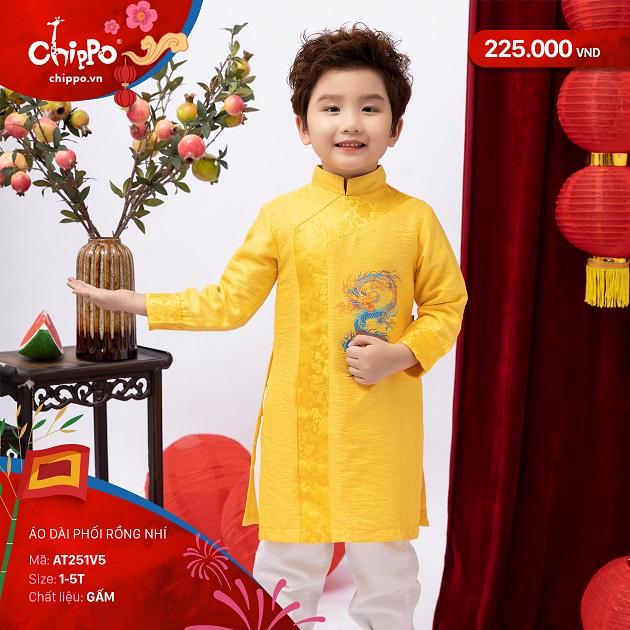 Áo dài bé trai Tết Chippo dáng cách tân mẫu mới 2023 cho bé trai 1 2 3 4 5 tuổi từ 10-20kg Quần áo trẻ em