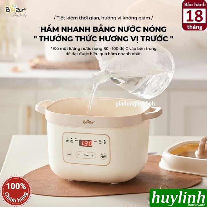 Nồi nấu chậm - chưng cách thuỷ Bear SB-NNC16 - 1.6 lít - tiếng Việt [1 thố lớn 1.6 lít + 2 thố nhỏ 0.5 lít] - Hàng chính hãng