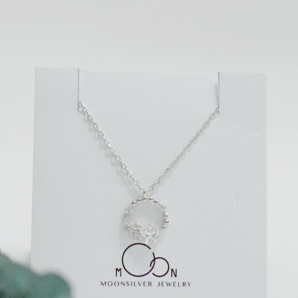 Dây chuyền bạc vòng tròn trăng sao lấp lánh Moonsilver