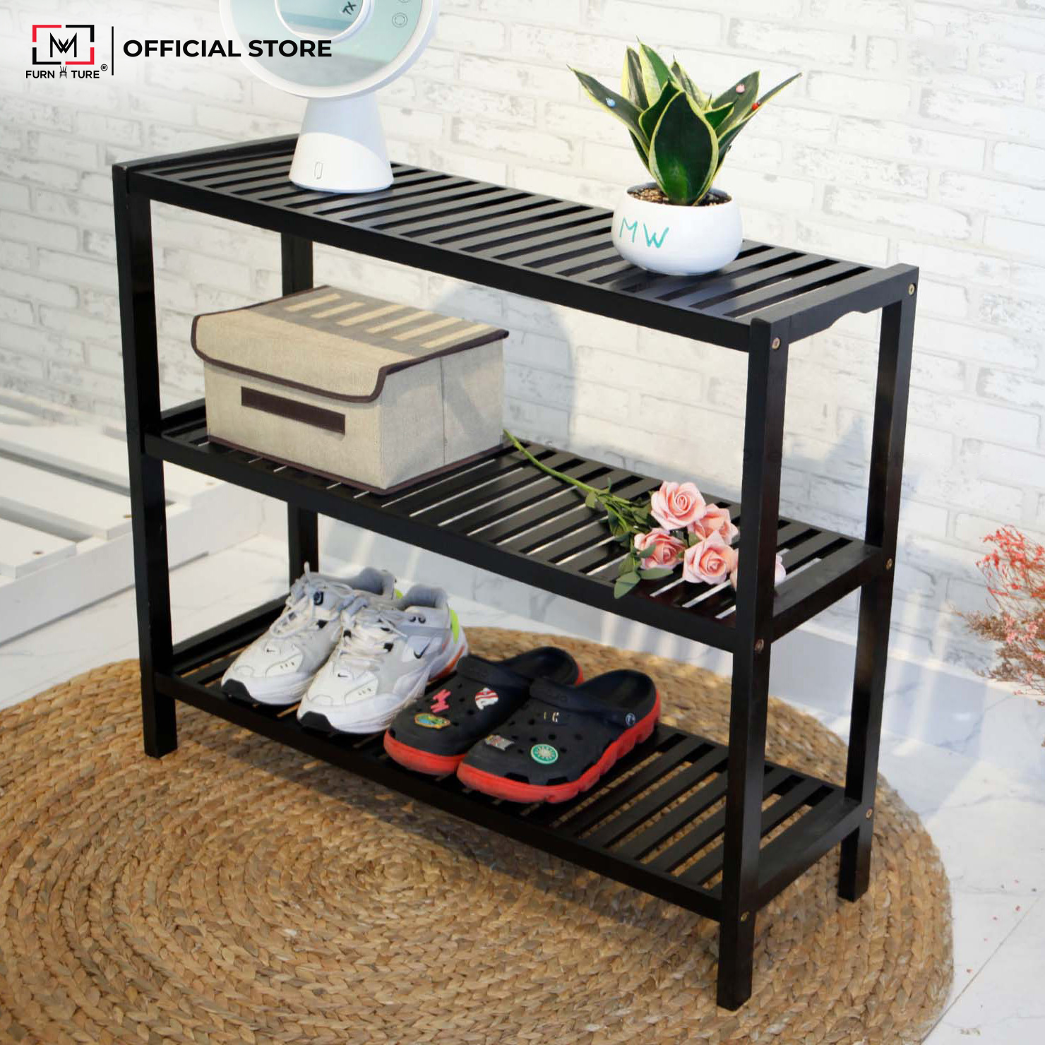 KỆ GIÀY DÉP/ KỆ GỖ TRANG TRÍ LẮP RÁP ĐA NĂNG 3 TẦNG - NGANG 80