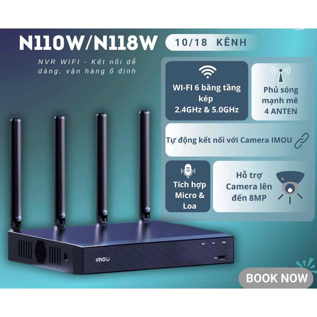 Đầu Ghi Camera IP Wifi IMOU 10 Kênh NVR-N110W-8A0E và 18 kênh NVR-N118W-8A0E - Hàng chính hãng