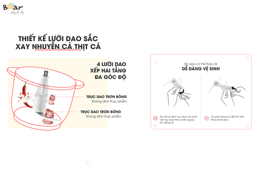Máy Xay Thịt BEAR Đa Năng 2L QSJ-B02Q1 - Hàng Chính Hãng
