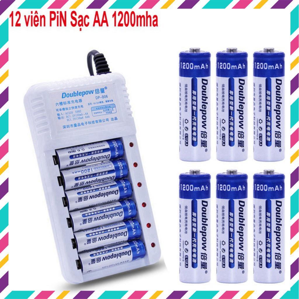 Combo Sạc DP-B06 Kèm Pin Sạc AA Doublepow 1200mAh lắp MIC không dây, máy đo huyết áp,remote