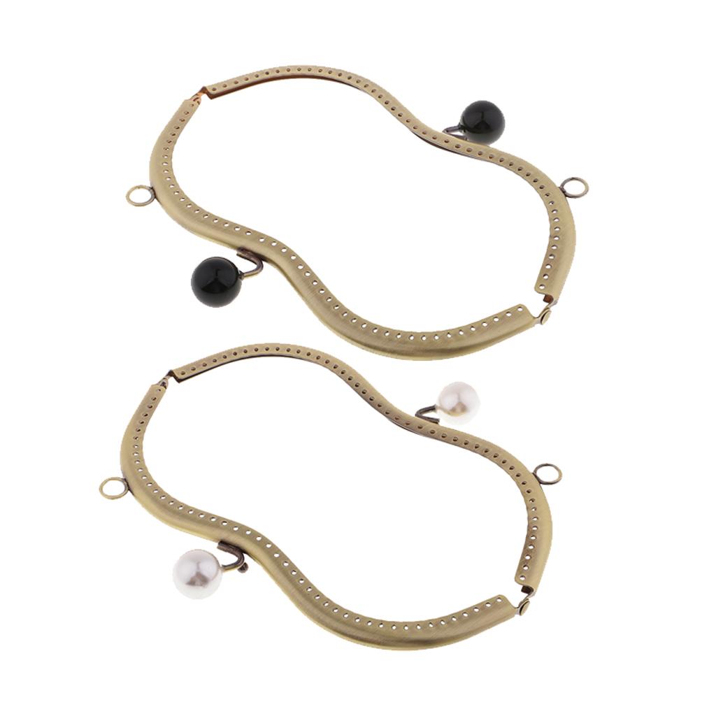 2 Chiếc Retro Kim Loại Ví Clutch Cầm Tay DIY Túi Thủ Công Khung Móc Cài Khóa