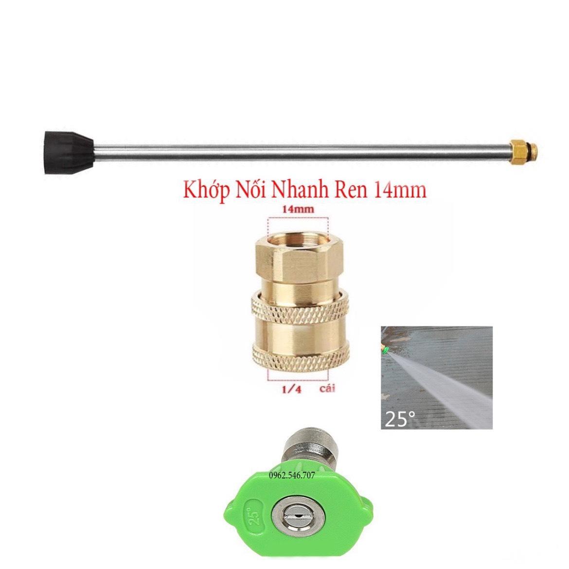 Ống nối dài súng rửa xe áp lực cao 38cm Kèm khớp nối nhanh và Bộ 4 Béc phun từ 0°- 40