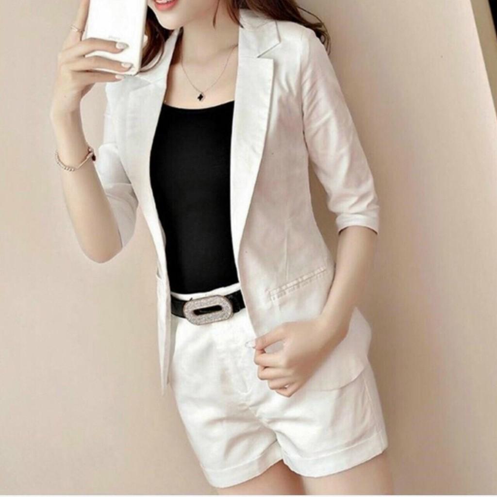 SET ĐÙI CỔ VEST LAI BẦU CÀI NÚT THẬT THỜI TRANG NỮ CAO CẤP