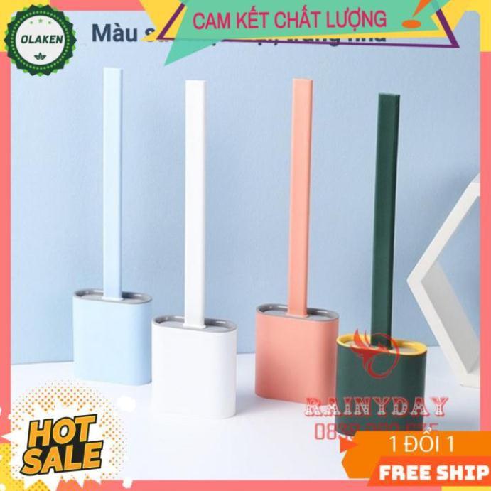 Cây Chổi Cọ Nhà Vệ Sinh ️️ chà rửa vệ sinh bồn cầu toilet brush bằng silicon kèm hộp đựng dán tường