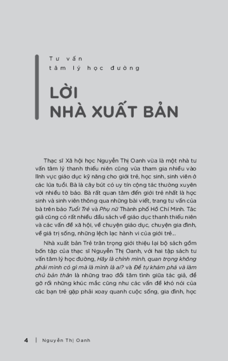 Tư Vấn Tâm Lý Học Đường - Để Tự Khám Phá Và Làm Chủ Bản Thân _TRE