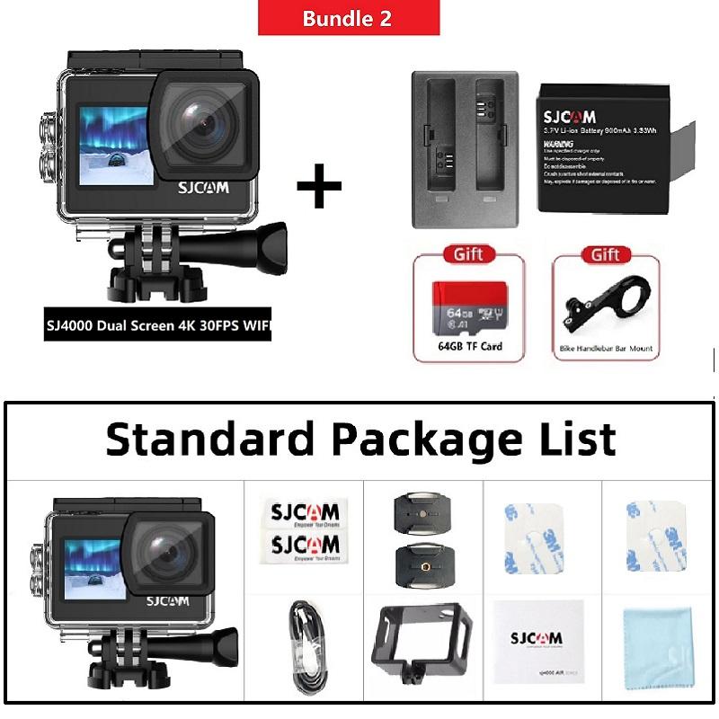 Máy ảnh hành động SJCAM SJ4000 Màn hình kép 4K 30PFS 4X Zoom WiFi Motorcycle Xe đạp Mũ bảo hiểm máy ảnh Sports Video Sports Video DV Máy ảnh DV