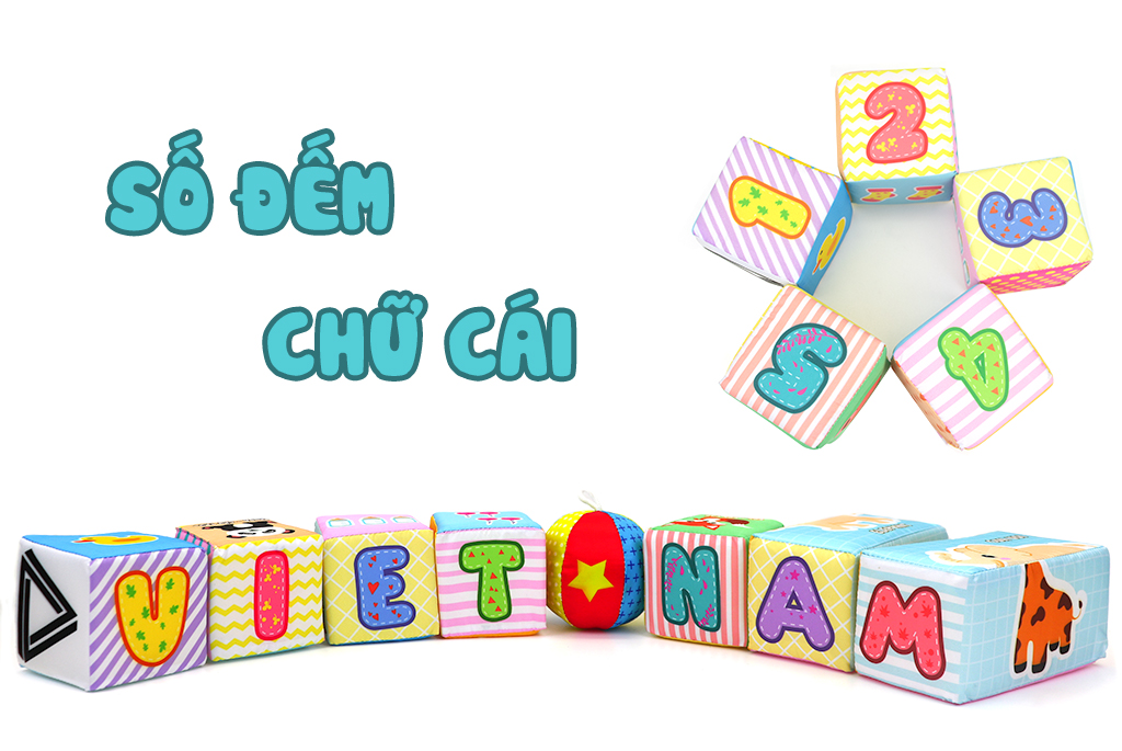 Đồ chơi 12 khối vải tương tác sơ sinh PiPoVietnam an toàn cho bé sơ sinh, luyện kỹ năng vận động tinh, vận động thô