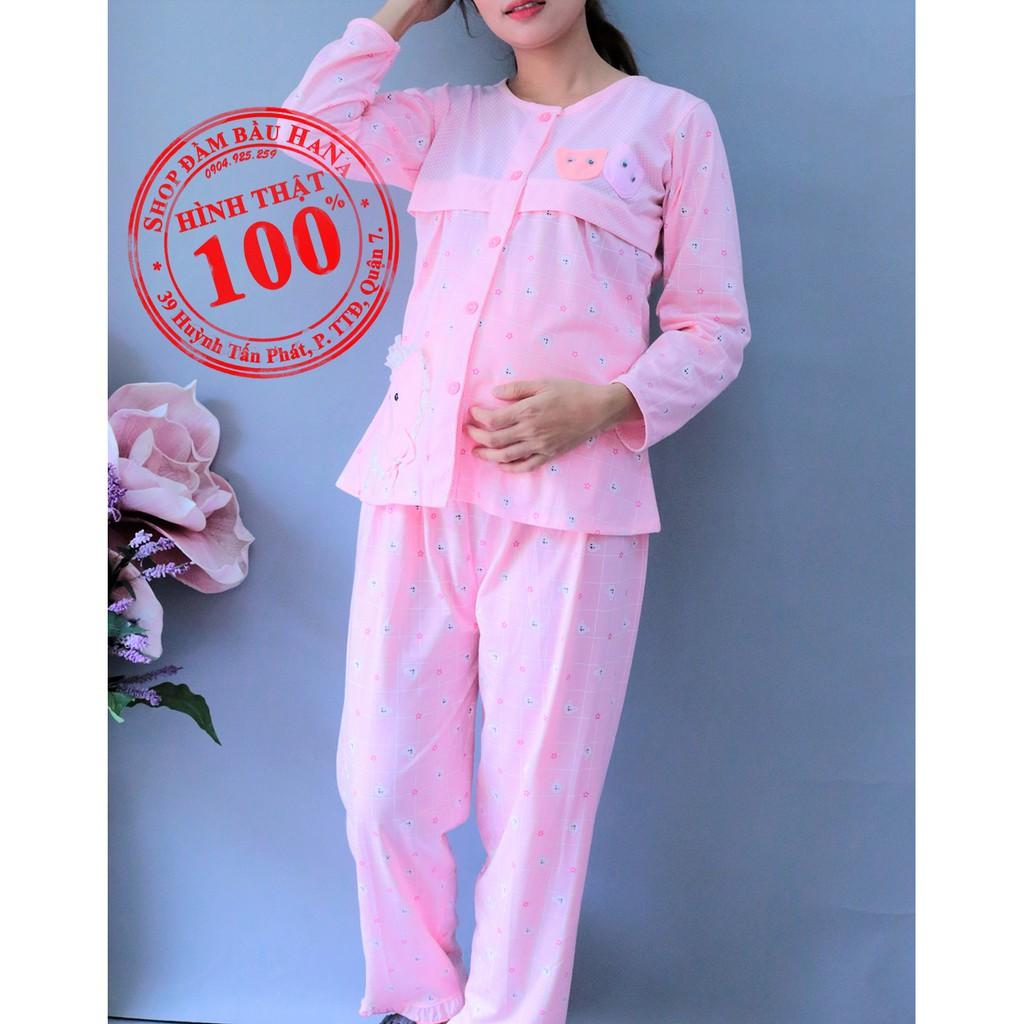 Đồ bộ bầu và sau sinh thun cotton dễ thương