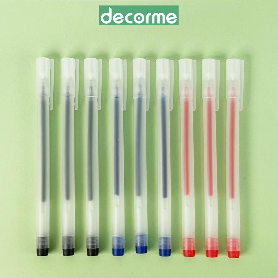 Bút gel DecorMe bút gel đen resun bút bi nước đen xanh đỏ mực khô nhanh ngòi 0,5mm combo 20-100 chiếc
