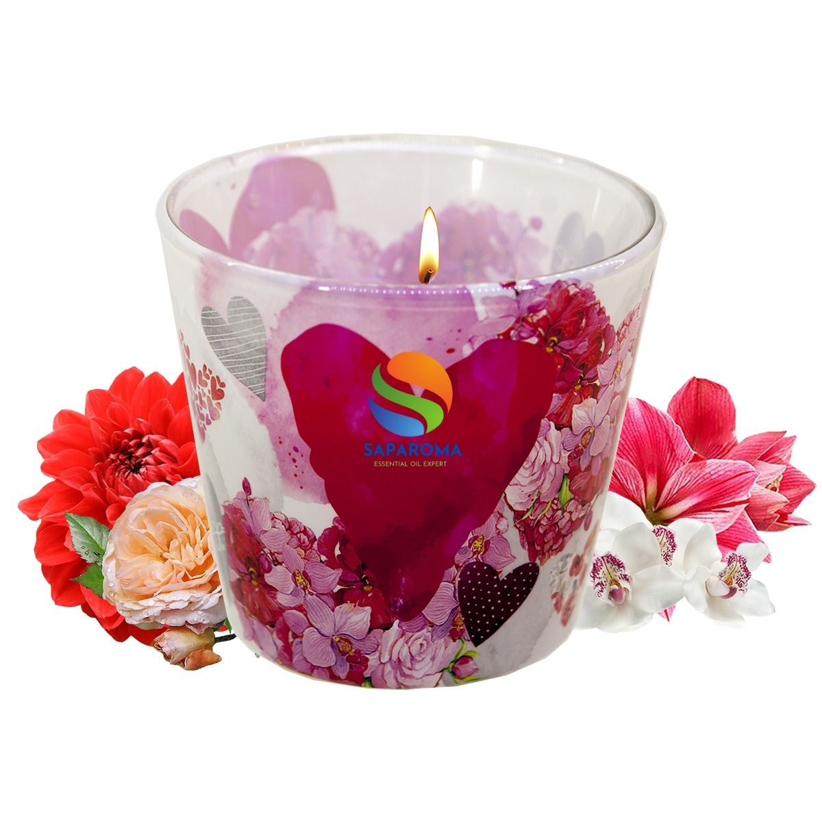 Ly nến thơm tinh dầu Bartek Flowers' Hearts 115g QT00669 - hoa păng xê, nến trang trí, thơm phòng, thư giãn, hỗ trợ khử mùi (giao mẫu ngẫu nhiên)